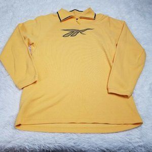 VINTAGE Reebok Pullover Sweater Jacket Rugby Polo Shirt Medium Adult Yellow Blue